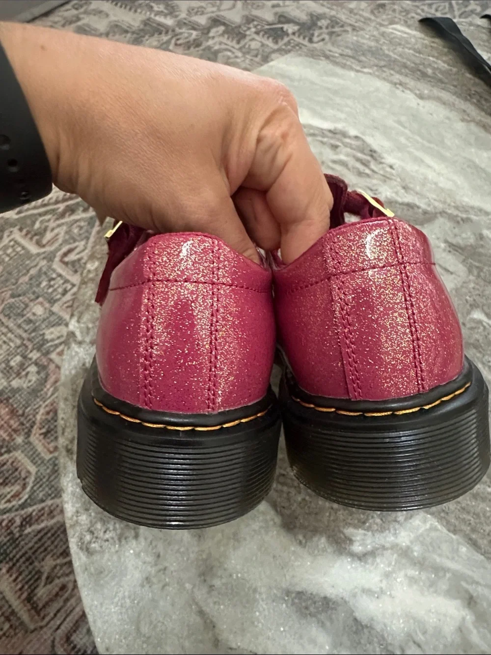NEW Dr. Martens 8065 Big Kids Sz 6 Ladies Sz 7 Fuchsia/Silver/Gold Glitter Shoes